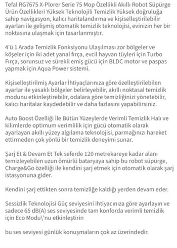 Tefal X-plorer 75 Siyah Robot Süpürge - Görsel 8