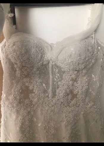 Beyaz Straplez Balık Gelinlik - Görsel 5