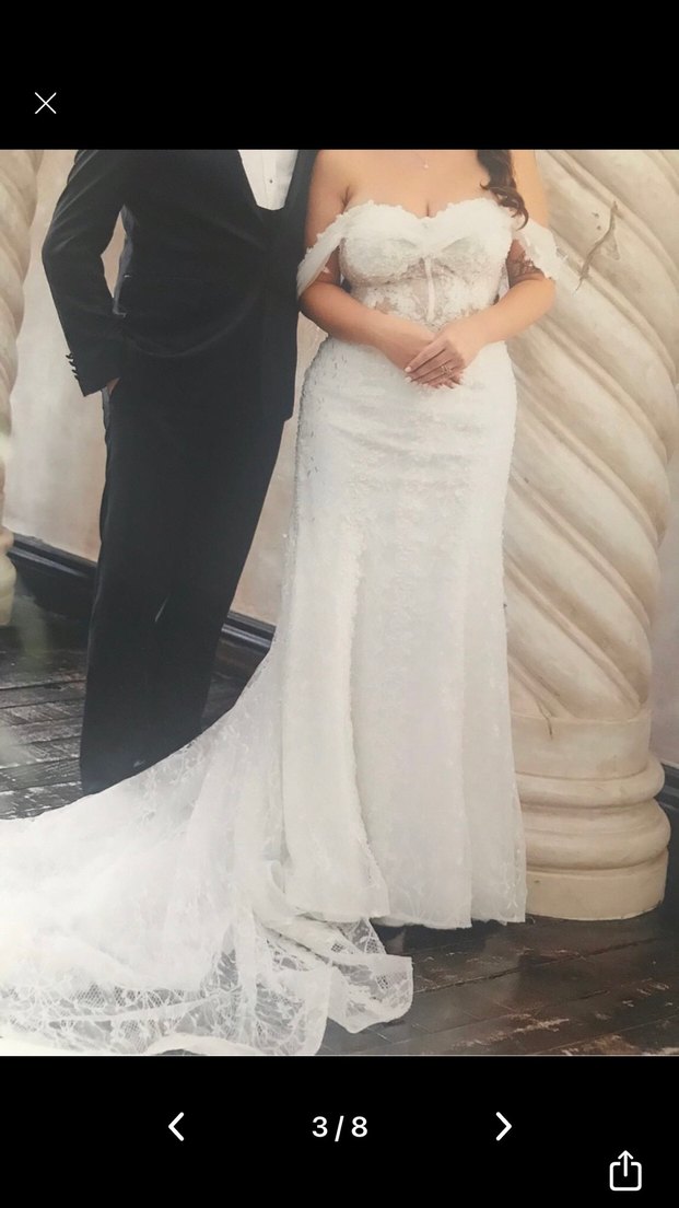 Beyaz Straplez Balık Gelinlik - Görsel 3