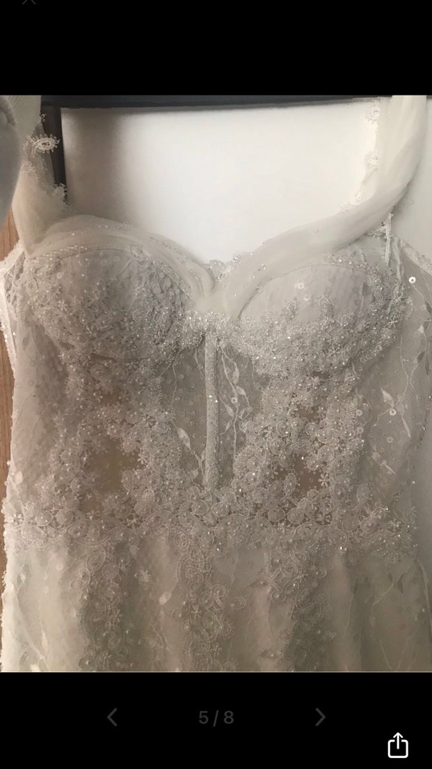 Beyaz Straplez Balık Gelinlik - Görsel 5