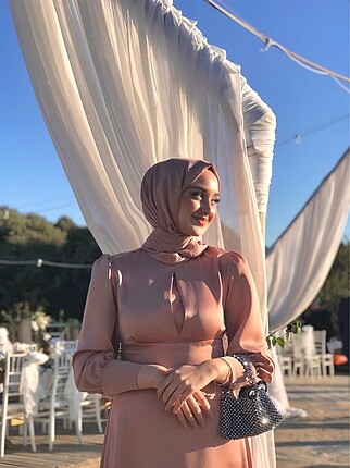 Hülya ince koyu pudra pembe elbise