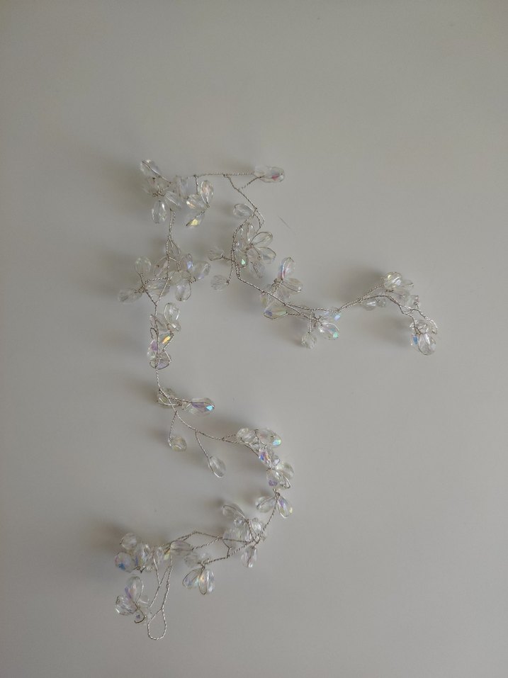 İşlemeli Boncuklu Beyaz Kadın topuz tokası - Görsel 2