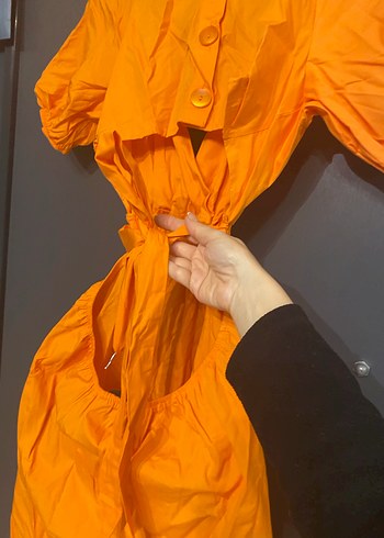 Turuncu uzun Bohem Elbise - Görsel 5