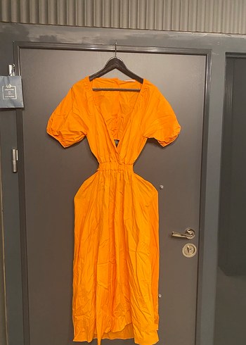 Turuncu uzun Bohem Elbise - Görsel 2