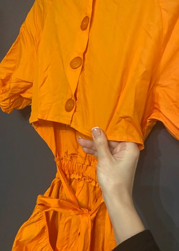 Turuncu uzun Bohem Elbise - Görsel 4