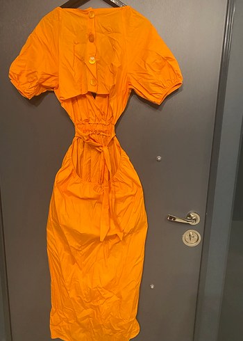 Turuncu uzun Bohem Elbise - Görsel 6