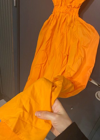 Turuncu uzun Bohem Elbise - Görsel 3