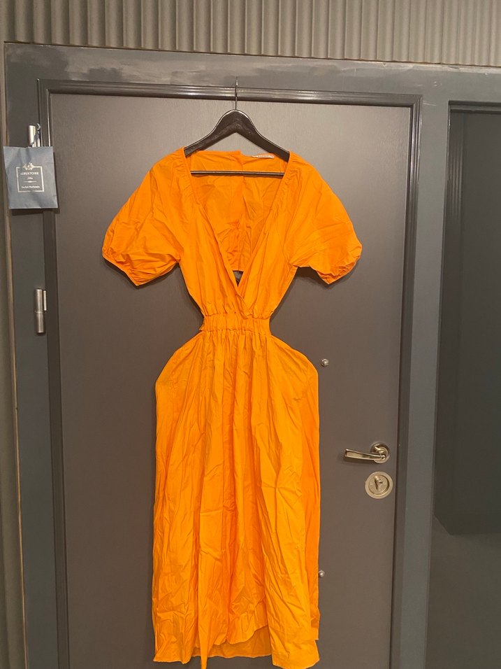 Turuncu uzun Bohem Elbise - Görsel 2