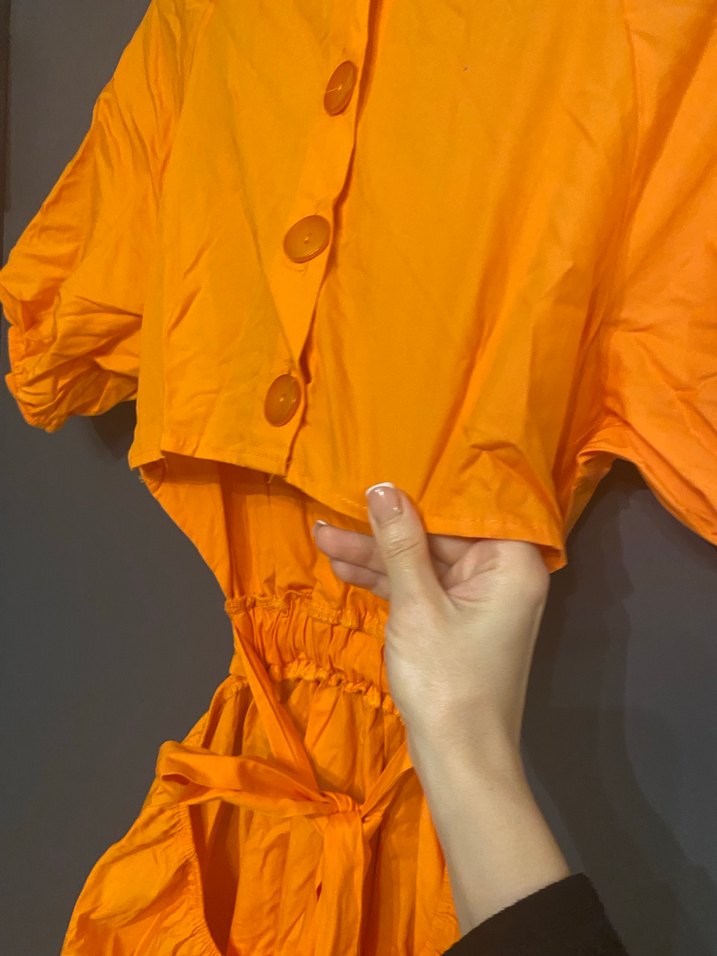 Turuncu uzun Bohem Elbise - Görsel 4