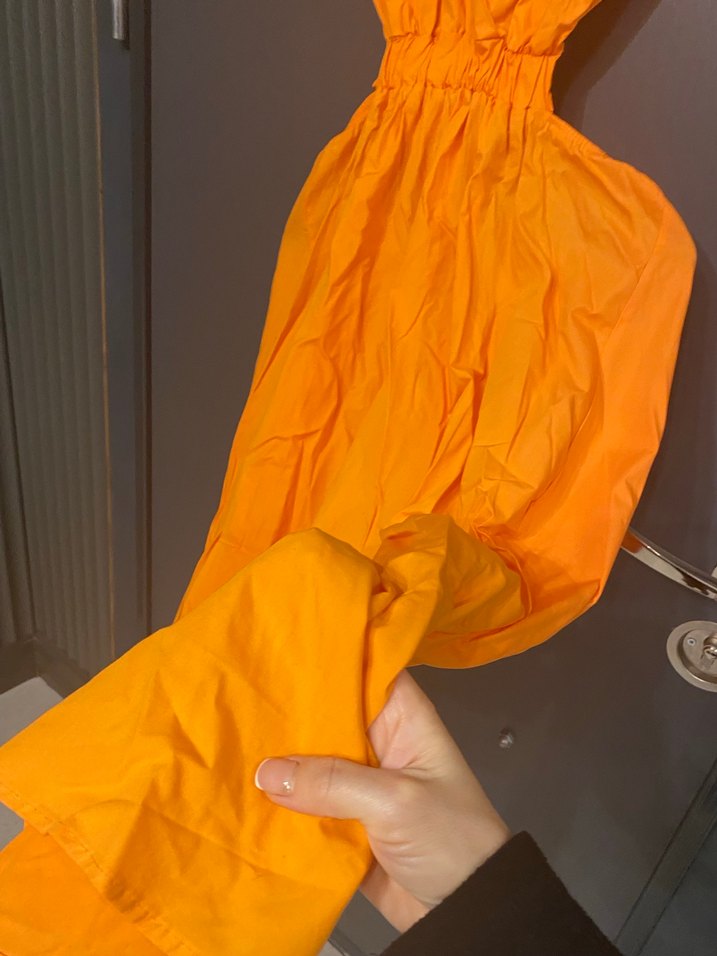 Turuncu uzun Bohem Elbise - Görsel 3