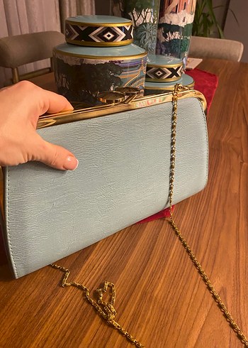 Zincir Detaylı Turkuaz Kadın Portföy Çanta - Görsel 8