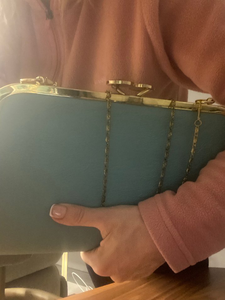 Zincir Detaylı Turkuaz Kadın Portföy Çanta - Görsel 4