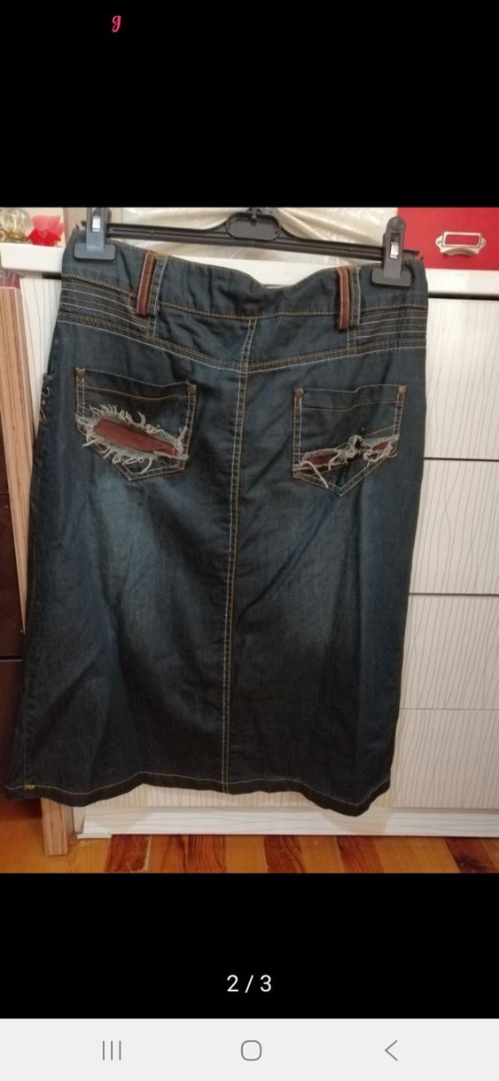 Kemerli Koyu Kahverengi Midi Kot Etek - Görsel 2