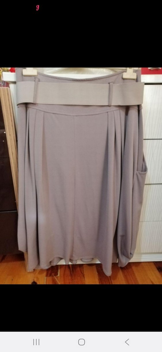 Bej Kemerli Mini Kadın Etek - Görsel 2