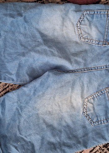 kız Çocuk Mavi Kot Şort Bol Kesim - Görsel 3