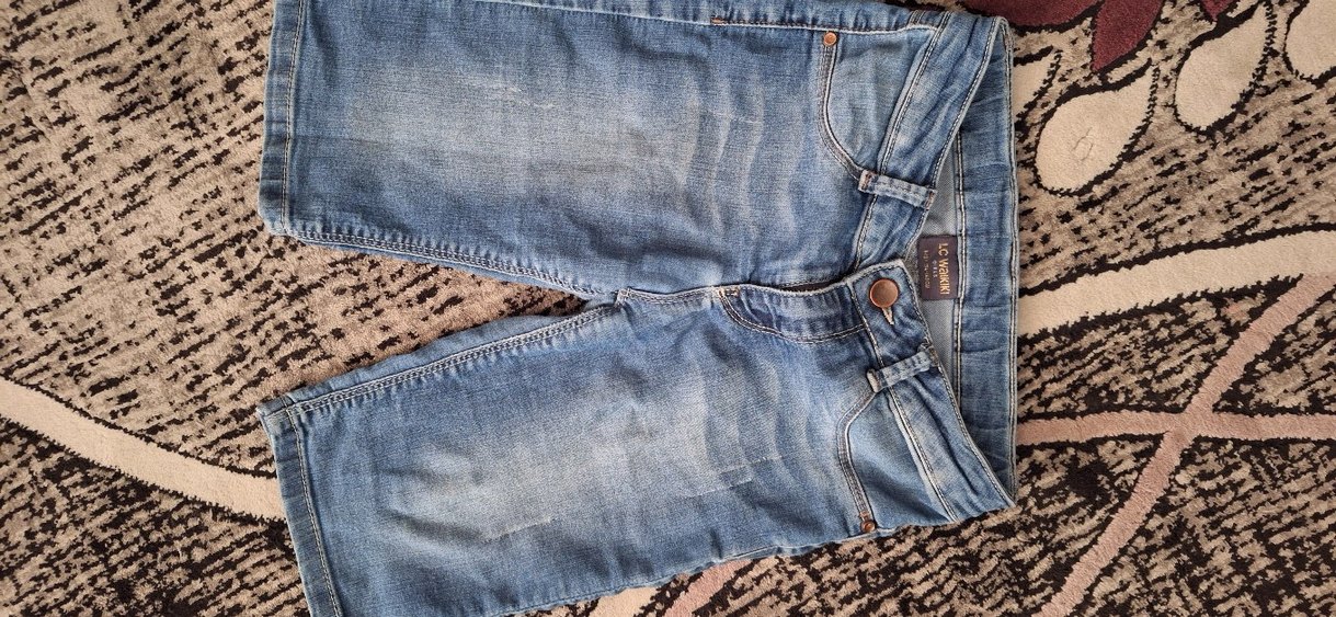 kız Çocuk Mavi Kot Şort Bol Kesim - Görsel 4