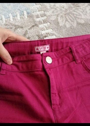 Bordo Kadın Kumaş Pantolon, Fermuarlı, Normal Boy - Görsel 2