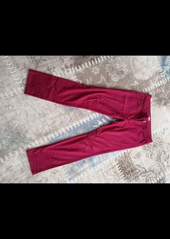 Bordo Kadın Kumaş Pantolon, Fermuarlı, Normal Boy - Görsel 3