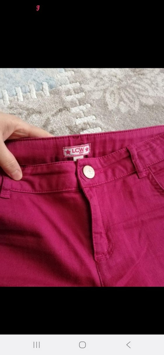 Bordo Kadın Kumaş Pantolon, Fermuarlı, Normal Boy - Görsel 2