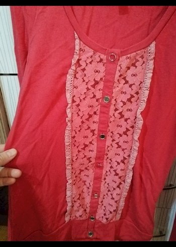 Düğmeli Kırmızı Uzun Kollu İnce Hırka - Görsel 2