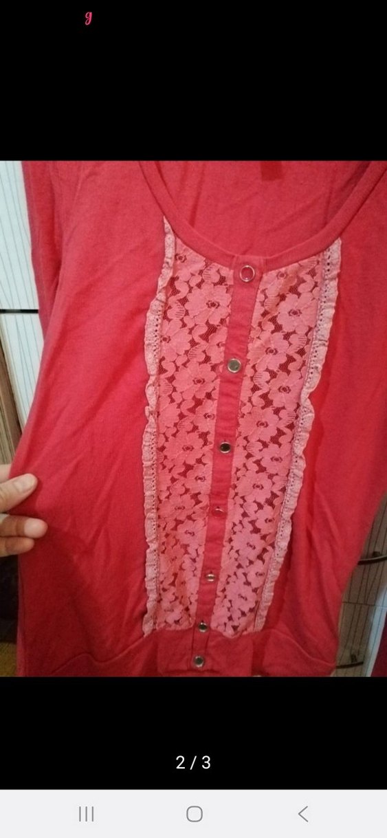 Düğmeli Kırmızı Uzun Kollu İnce Hırka - Görsel 2