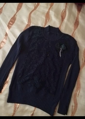 Siyah Boğazlı Triko Kadın Kazak - Görsel 2