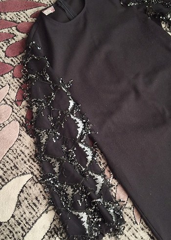 Püsküllü Uzun Siyah Kadın Elbise - Görsel 6