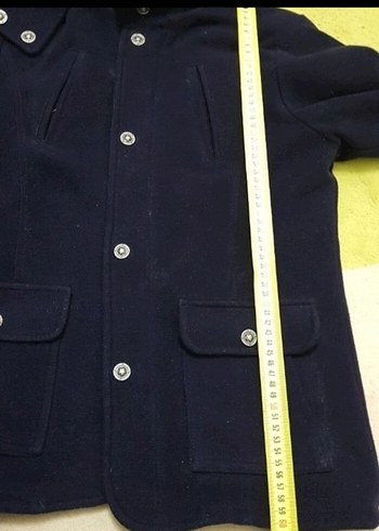 Düğmeli Lacivert Midi Erkek Mont - Görsel 5