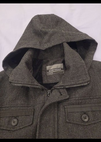 Gri Düğmeli Erkek Yün Kaban - Görsel 4