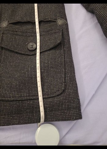 Gri Düğmeli Erkek Yün Kaban - Görsel 5