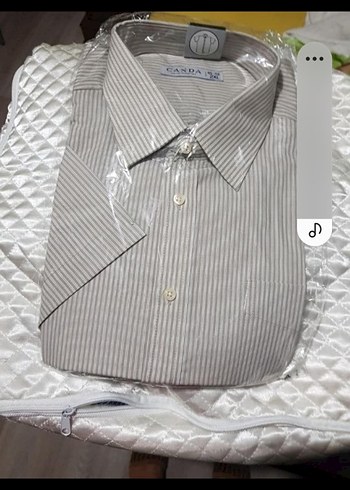 Bej Çizgili Kısa Kollu Erkek Gömlek - Görsel 3