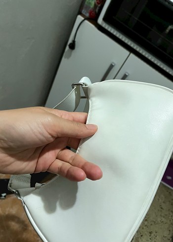 Diğer Tokalı Beyaz Deri Kadın Çanta