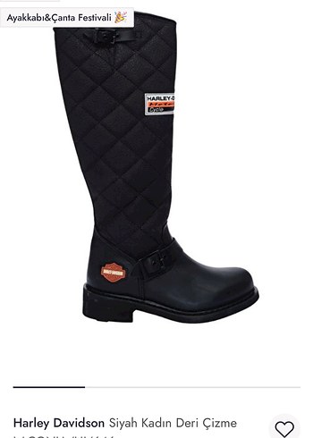 Harley Davidson Siyah Kapitone Uzun Cizme