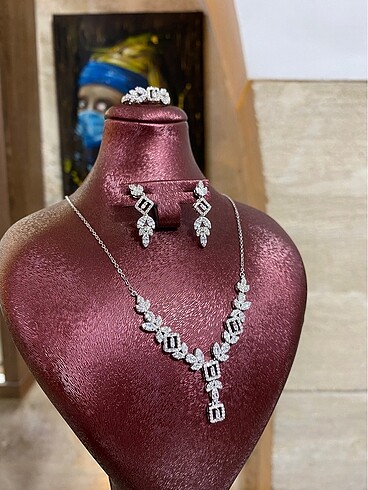 Sterling silver Gümüş ithal pırlanta modeli set