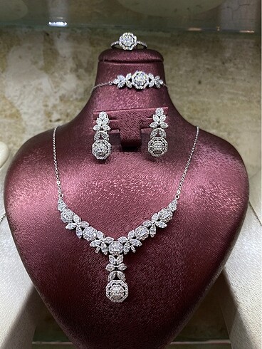Sterling silver Gümüş ithal pırlanta modeli set