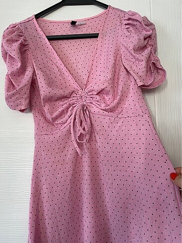 xs Beden H&M pembe puantiyeli elbise, xs beden