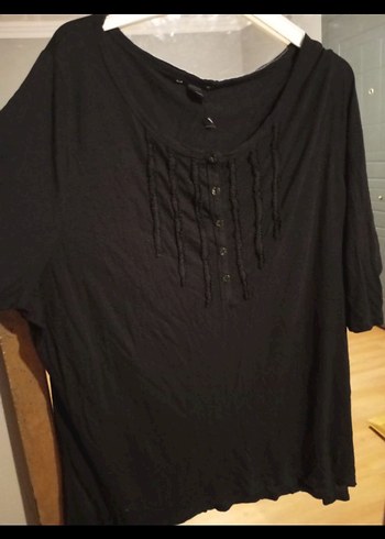 Düğmeli Siyah Kadın Keten Gömlek - Görsel 2