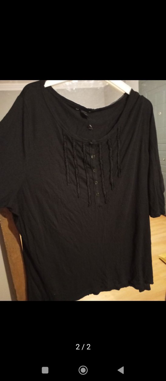 Düğmeli Siyah Kadın Keten Gömlek - Görsel 2