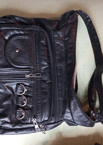 Kahverengi Deri Yılan Desenli Kadın Çanta - Görsel 4