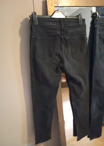 Kadın Siyah Midi Boy Denim Pantolon - Görsel 2