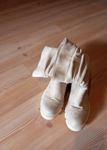 Bej Süet Kadın Dolgu Topuklu Bot - Görsel 2