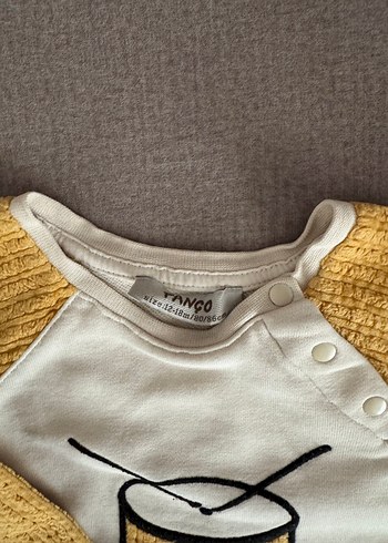 12-18 Ay Beden beyaz Renk Erkek Çocuk Sarı Kollu Örme Panço marka Sweatshirt
