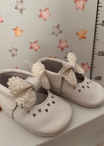 İlk Adım Kız Bebek Beyaz Fiyonklu Ayakkabı