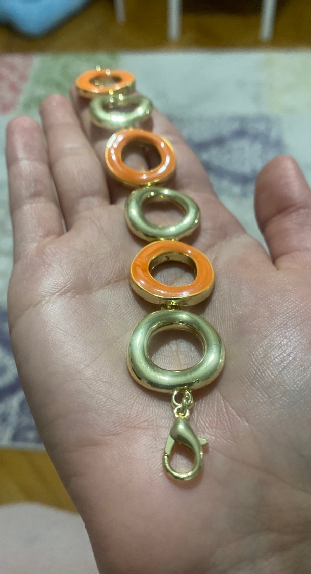 Parlak Çok Renkli Zincir Detaylı Kadın Bileklik - Görsel 2