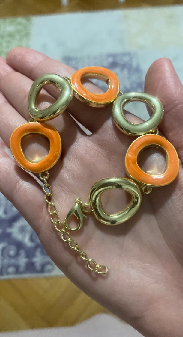 Parlak Çok Renkli Zincir Detaylı Kadın Bileklik - Görsel 4