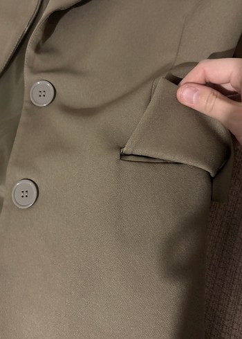 Bej Düğmeli Kadın Blazer Ceket - Görsel 4