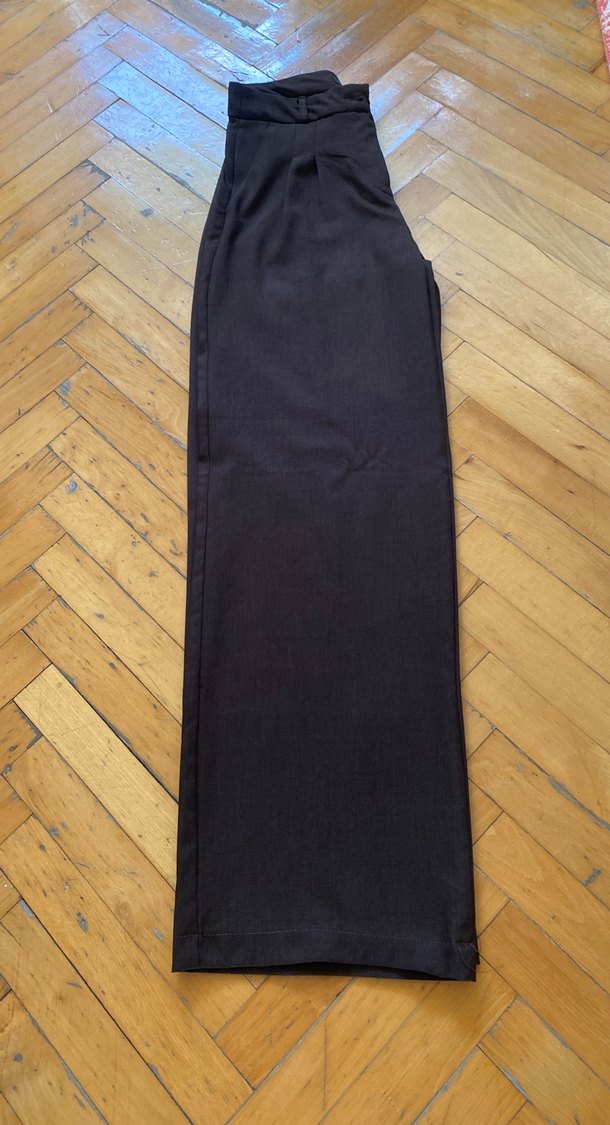 Gri Keten Pilili Kadın Pantolon - Görsel 2