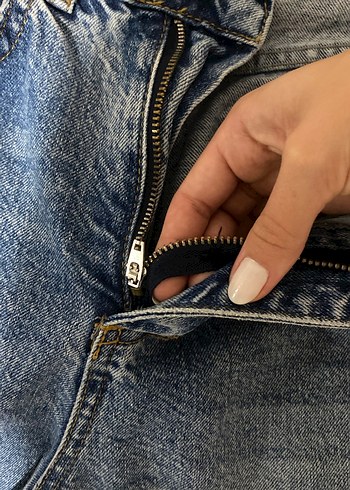 Rahat Kesim Mavi Denim Kadın Kot - Görsel 5