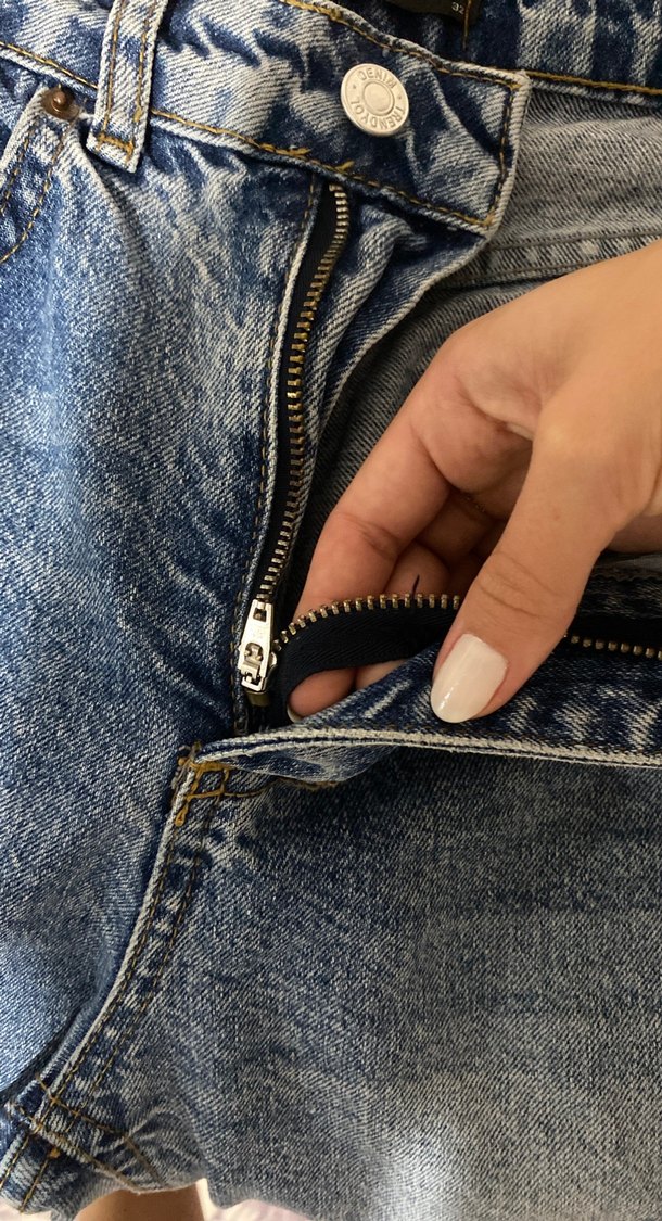 Rahat Kesim Mavi Denim Kadın Kot - Görsel 5