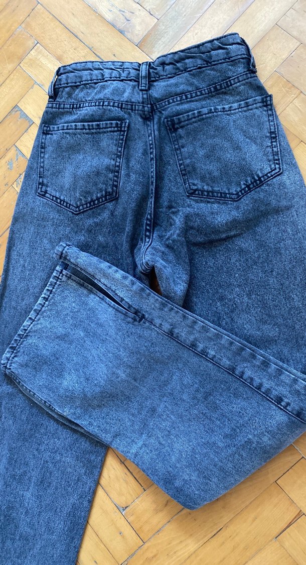 Gri Bol Kesim Kadın Midi Kot Pantolon - Görsel 3